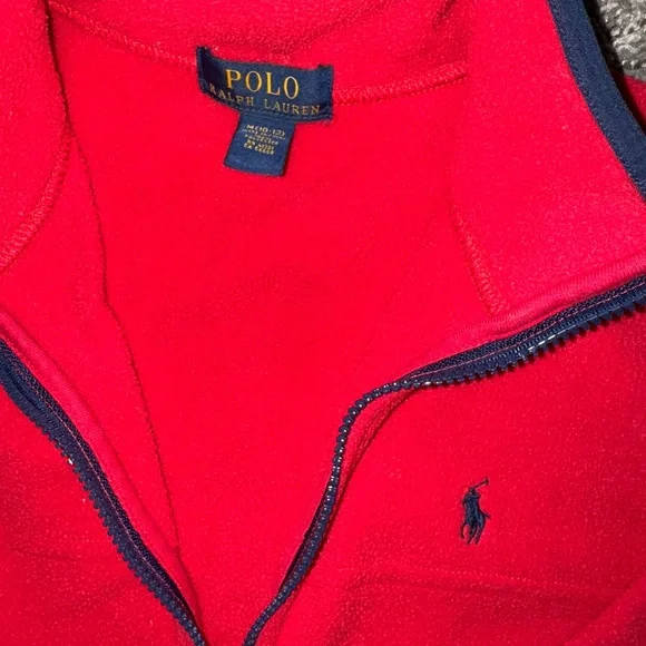 Ralph Lauren Red Fleece Jacket with Navy Accents - Picture 2 of 3